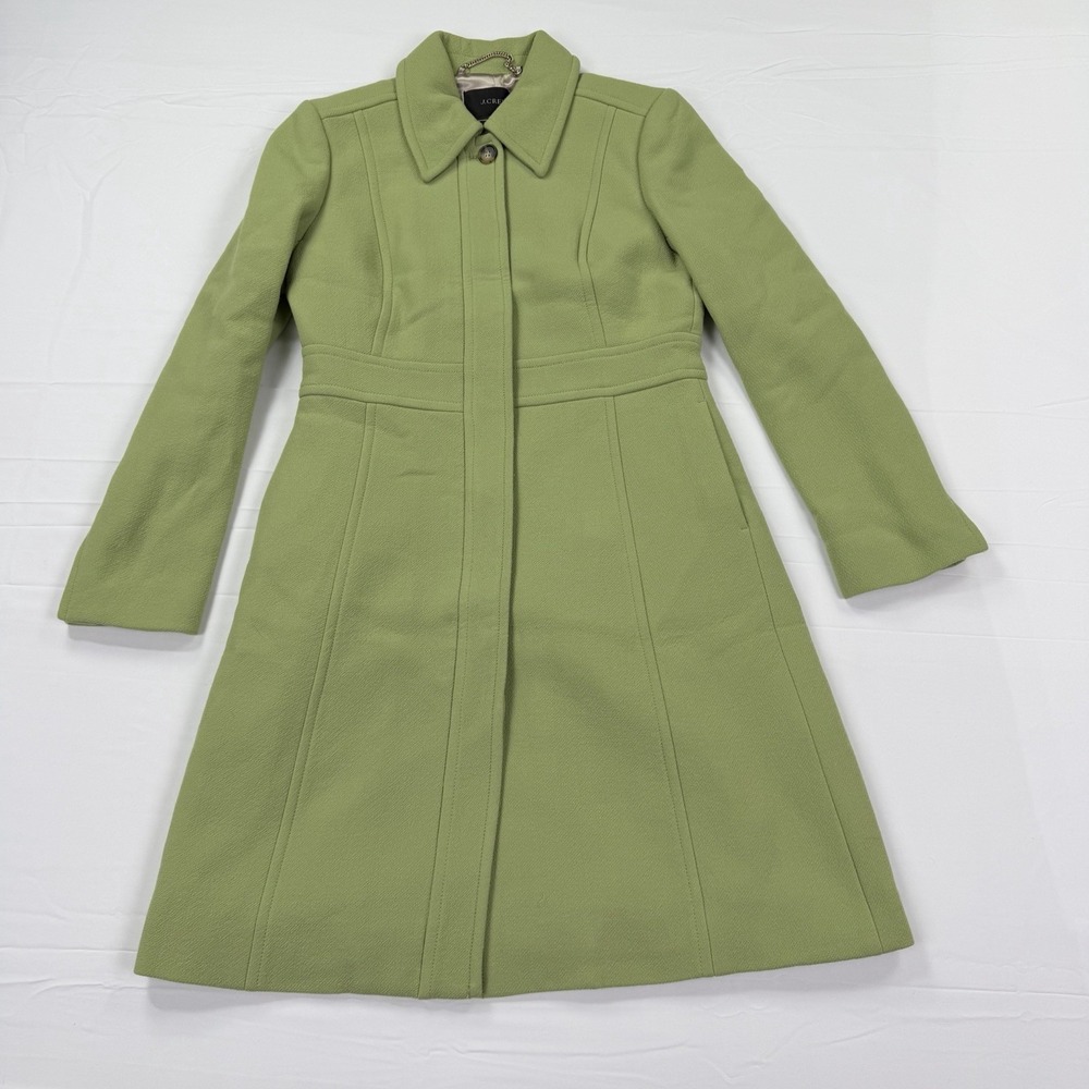 J.Crew New Lady Day Italian Double Cloth Wool Coat Green Size 6 BM964